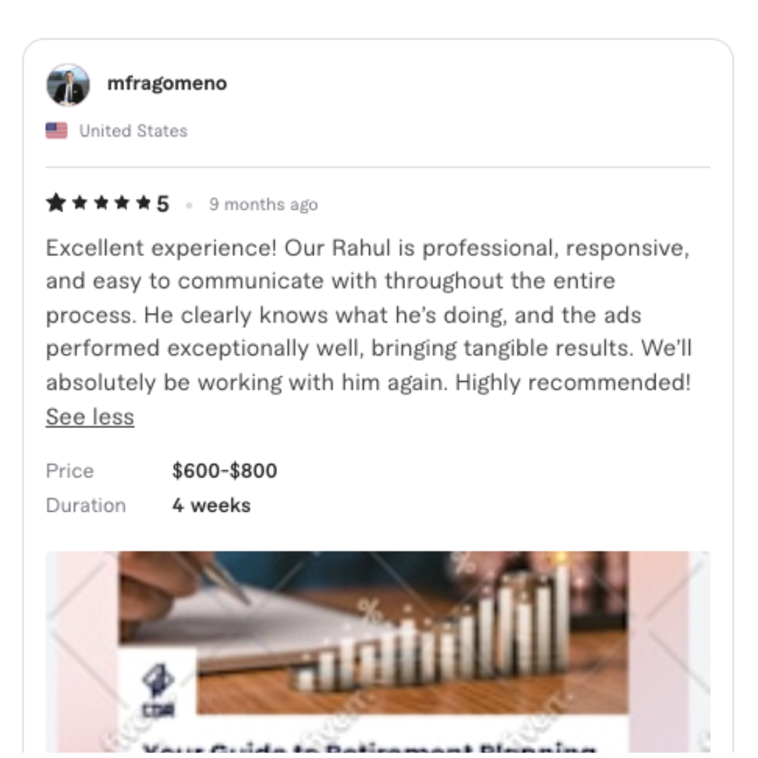 Verified Fiverr client review 8