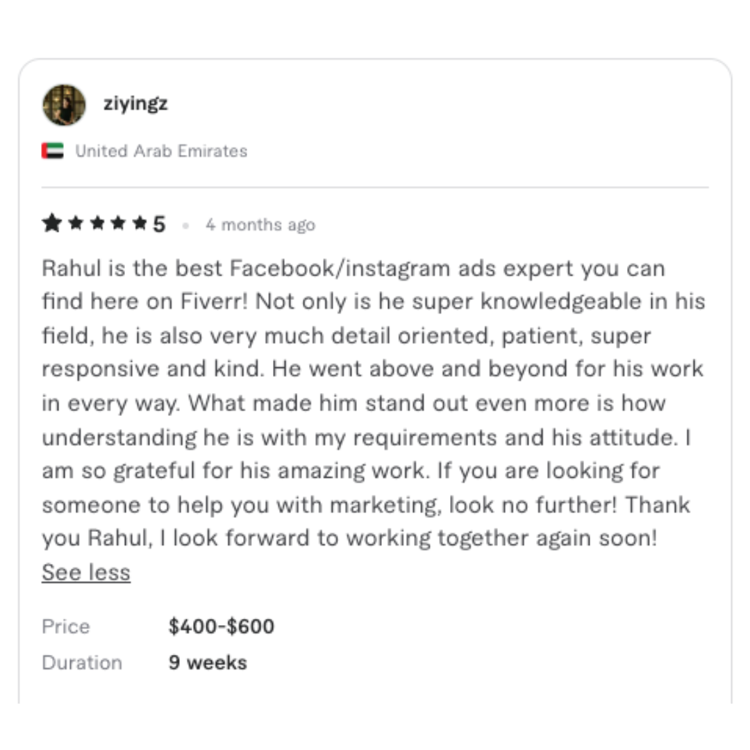 Verified Fiverr client review 6